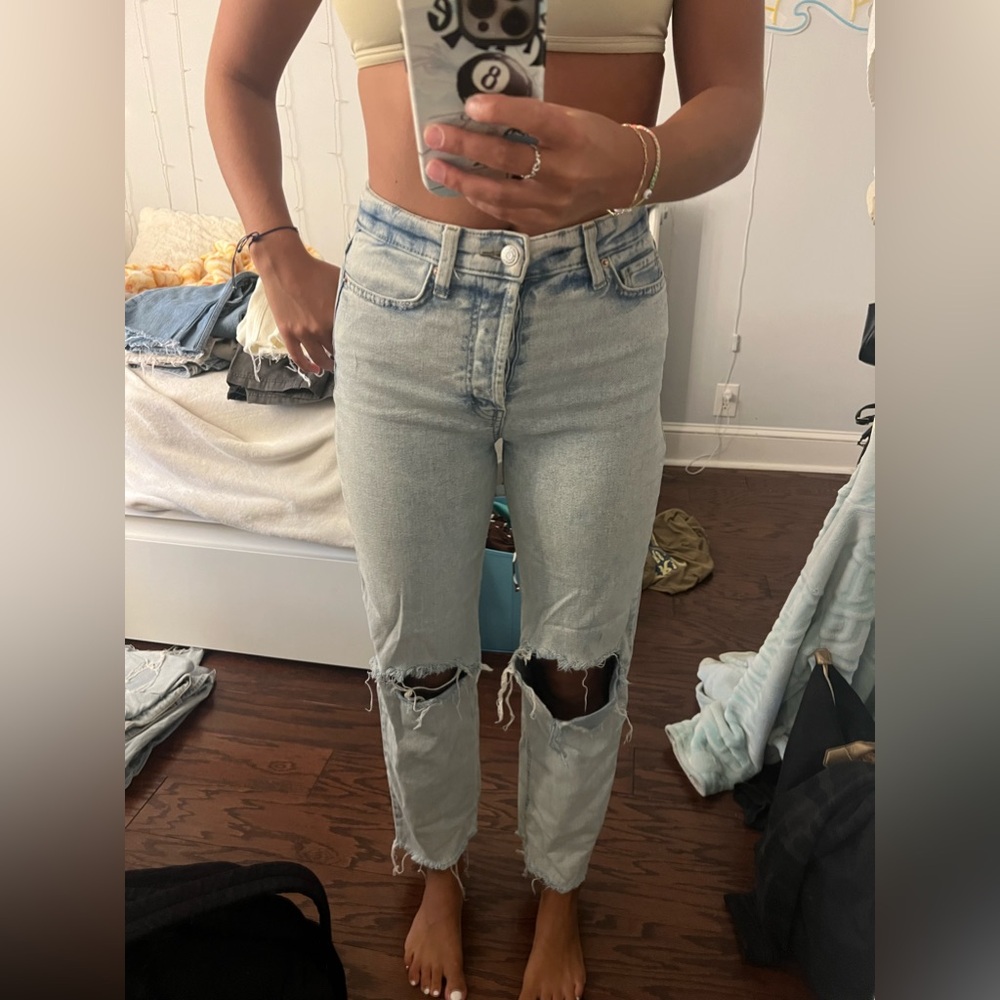 Wild Fable High Rise Straight Ripped Jeans